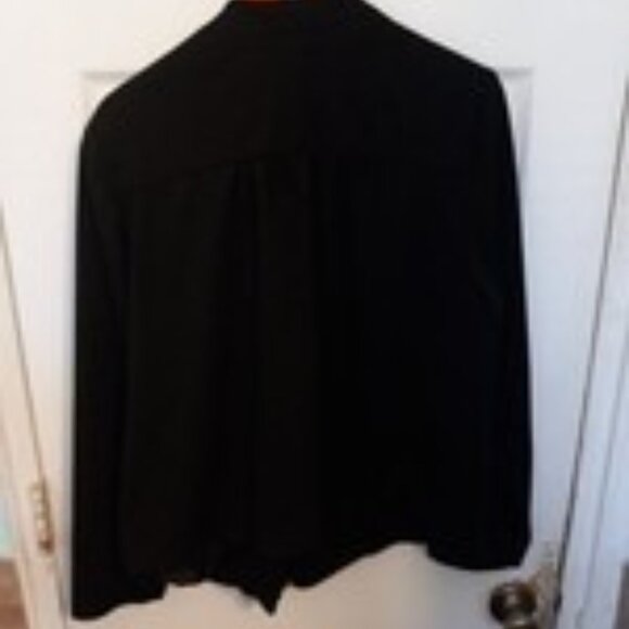 Avenue Black Open-Front Blazer Women’s Draped Collar Jacket w/ Zipper Pockets - Picture 2 of 2